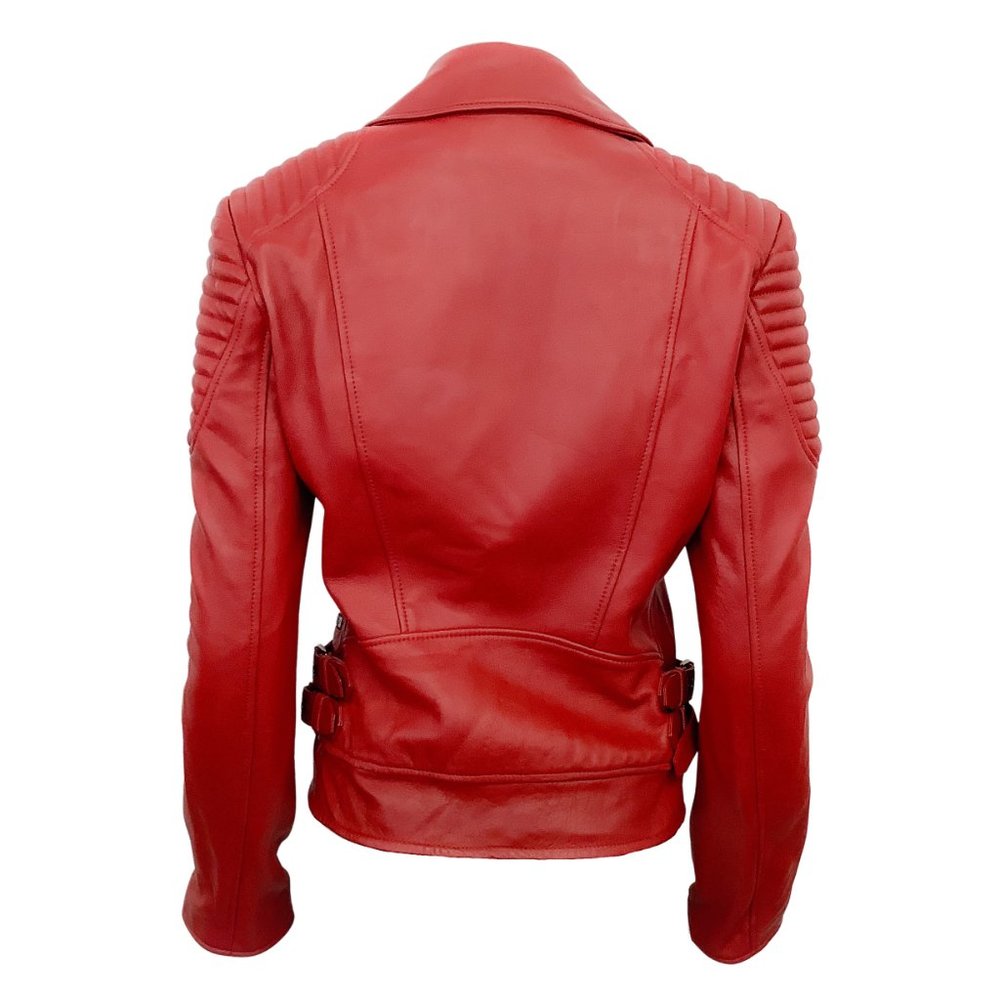 Tom Ford Red Leather Moto Jacket - Picture 3 of 5